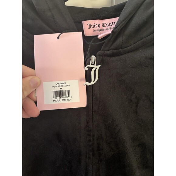 Juicy Couture Velour Tracksuit Track Jacket Black Size Medium NWT New Design - Picture 3 of 5